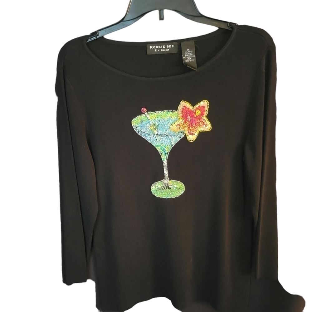 ROBBIE BEE KNITWEAR Black Sweater with sequin M